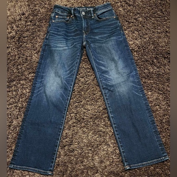 American Eagle Airflex Oiginal Bootcut Darkwash Stretch Zipper Fly 28x27 EUC - Picture 2 of 7